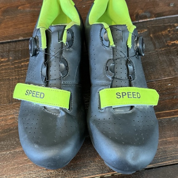 SPEED‎ Microtex Cycling Bike Bicycle Shoes Black Green 3 Bolt Size EU 43 Unisex - Picture 4 of 13